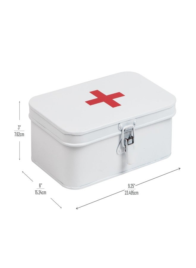 مايند ريدر صندوق إسعافات أولية من مايند ريدر، طقم طوارئ، منظم مستلزمات طبية، تصميم كلاسيكي، قفل بإبزيم، معدن، 9.25 بوصة طول × 6 بوصة عرض × 3 بوصة ارتفاع، أبيض - Image 3